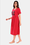 Sweet Moon Maternity Knit Cotton Mid Length Nightdress - Tomato Red — thumbnail 3